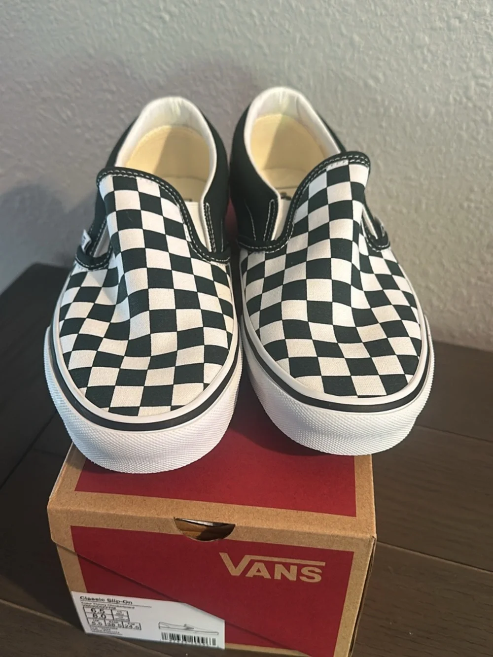 Vans Dark Green & White Checkerboard Slip-On Sneakers - Picture 3 of 4